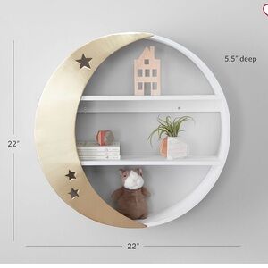 Pottery Barn Kids crescent Moon white and gold shelving